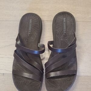 Merrell Women's Brown Multi-Strap Slide Sandals